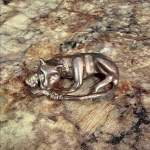 Vintage Silver Panther Brooch Mexico Signed